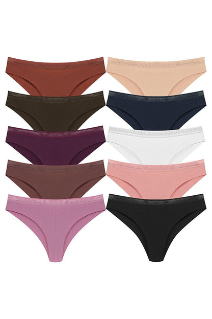 Interlock Laser Cut Honeycomb Elastic Brazilian Women's Panties 10pcs