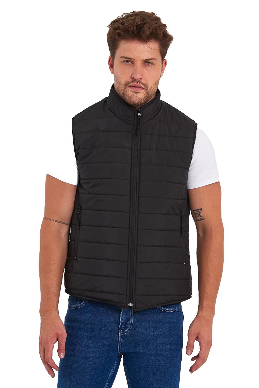 Quilted Stand Collar Men's Vest