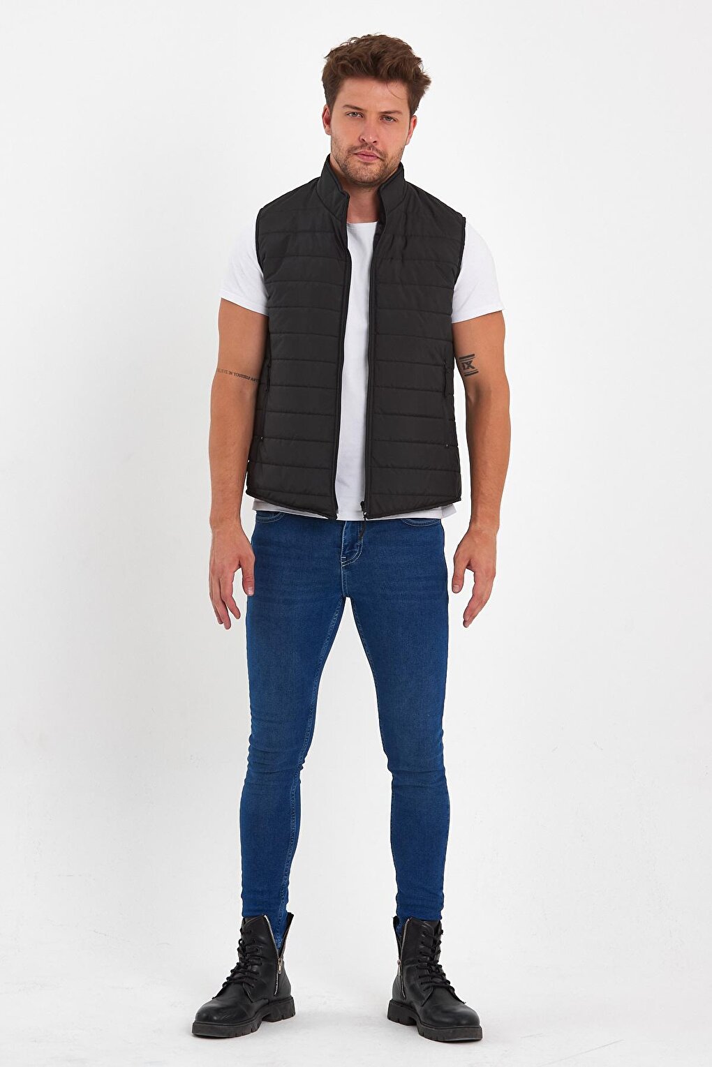 Quilted Stand Collar Men's Vest