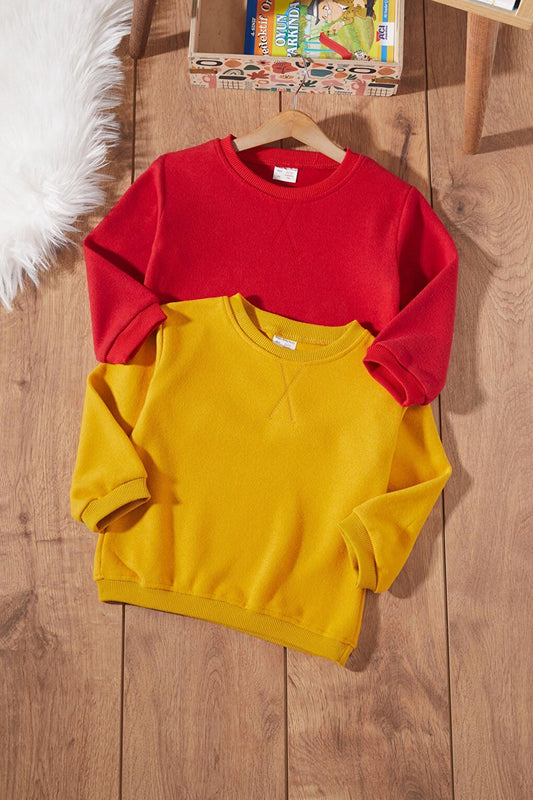 Baby Boy Selanik Fabric 2-Piece Sweater Mustard-Red 17390