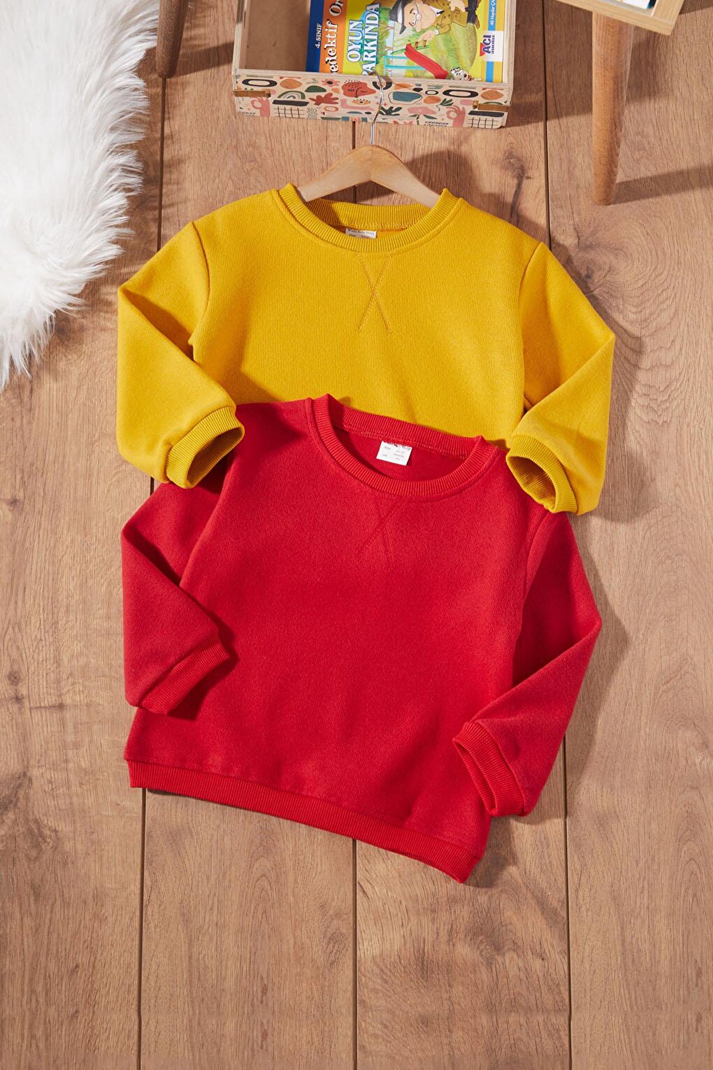 Baby Boy Selanik Fabric 2-Piece Sweater Mustard-Red 17390