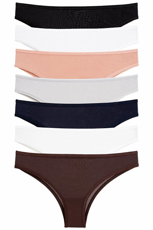 Women's Panties Brazillian Thong Bamboo Lycra Antibacterial Pack of 7