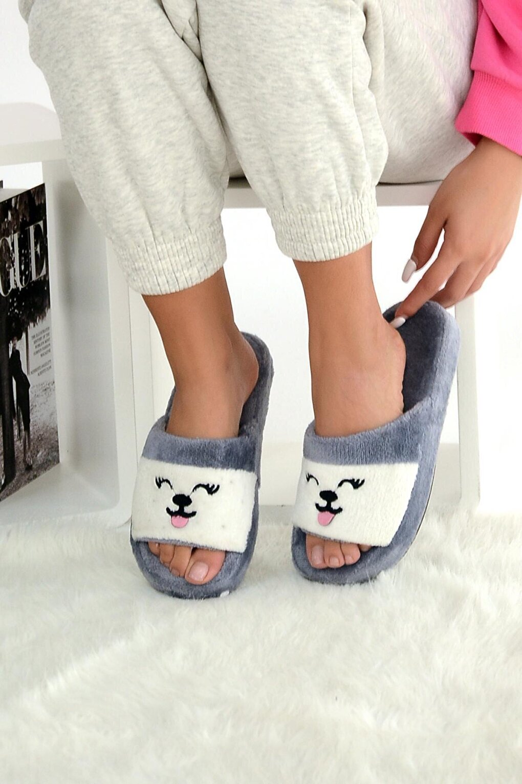 Cute Cat Comfortable Sole Women's House Slippers 999-15-22