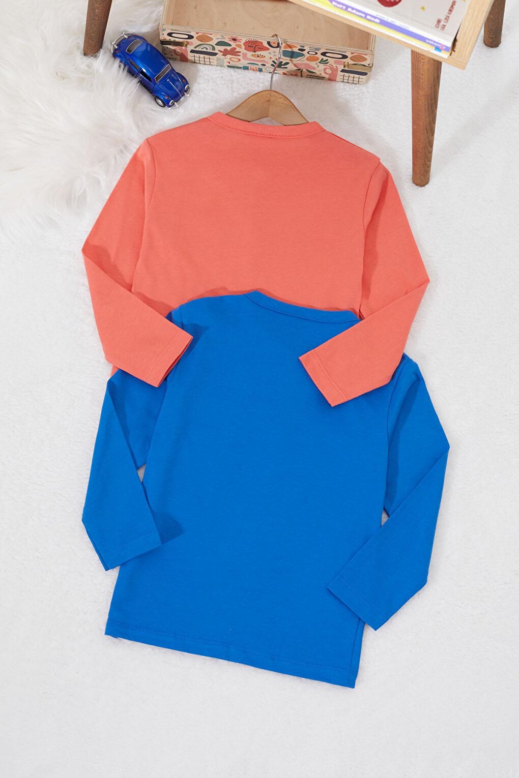 Baby Boy Button Collared 2-Piece Sweatshirt Blue-Orange 17336