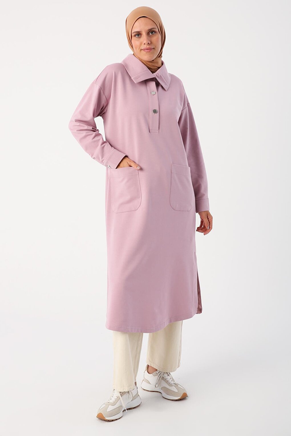 Lila01 Wide Collar Half Layer Long Tunic