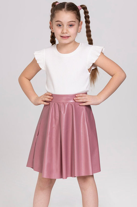 Dusty Rose Pleated Skirt 4-12 Years -SM09160-2