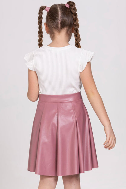 Dusty Rose Pleated Skirt 4-12 Years -SM09160-2