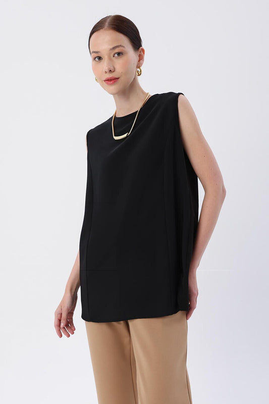 Black Double Sided Zero Sleeve Underwear Tunic