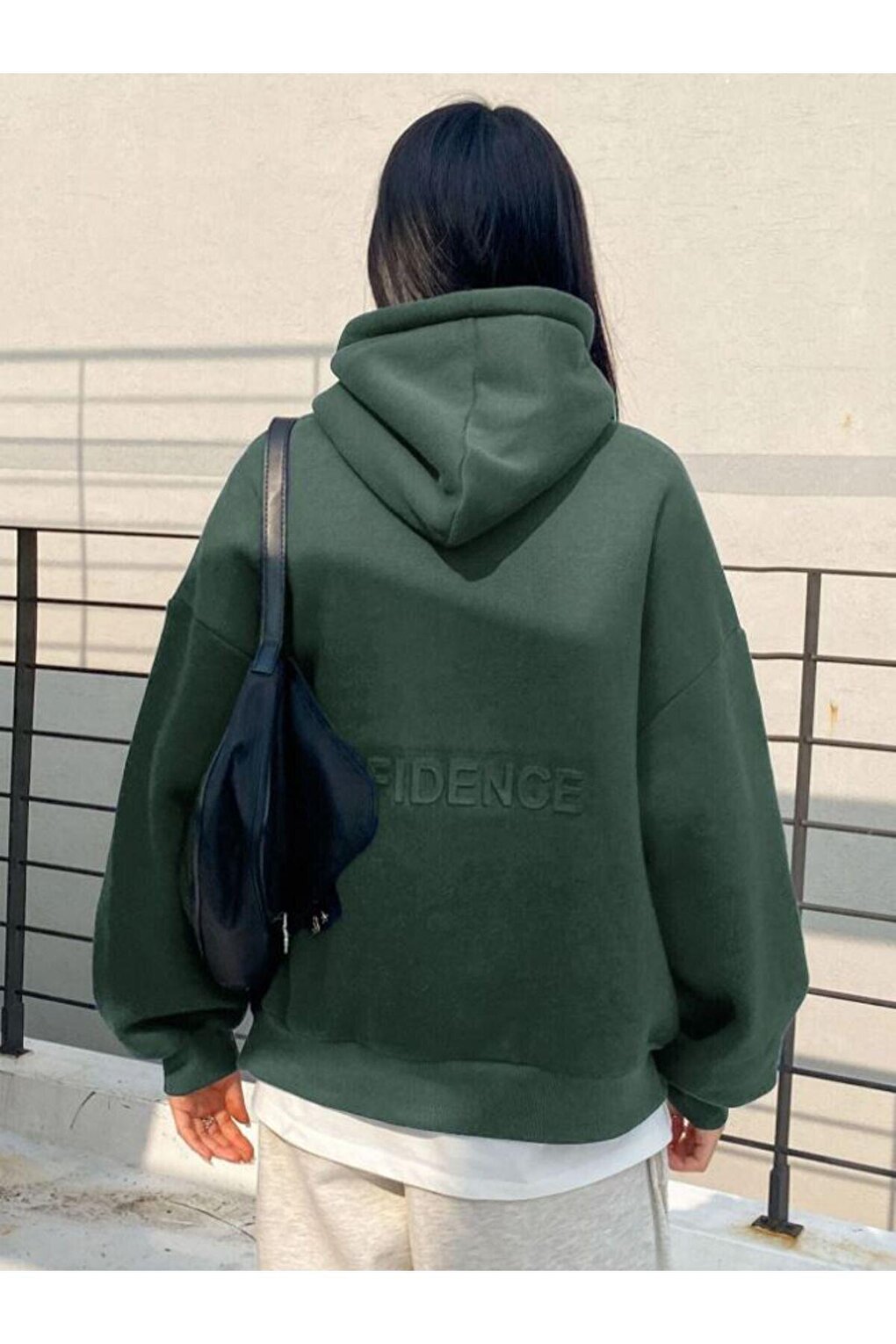 Women's GREEN Confidence Printed Hooded Sweatshirt