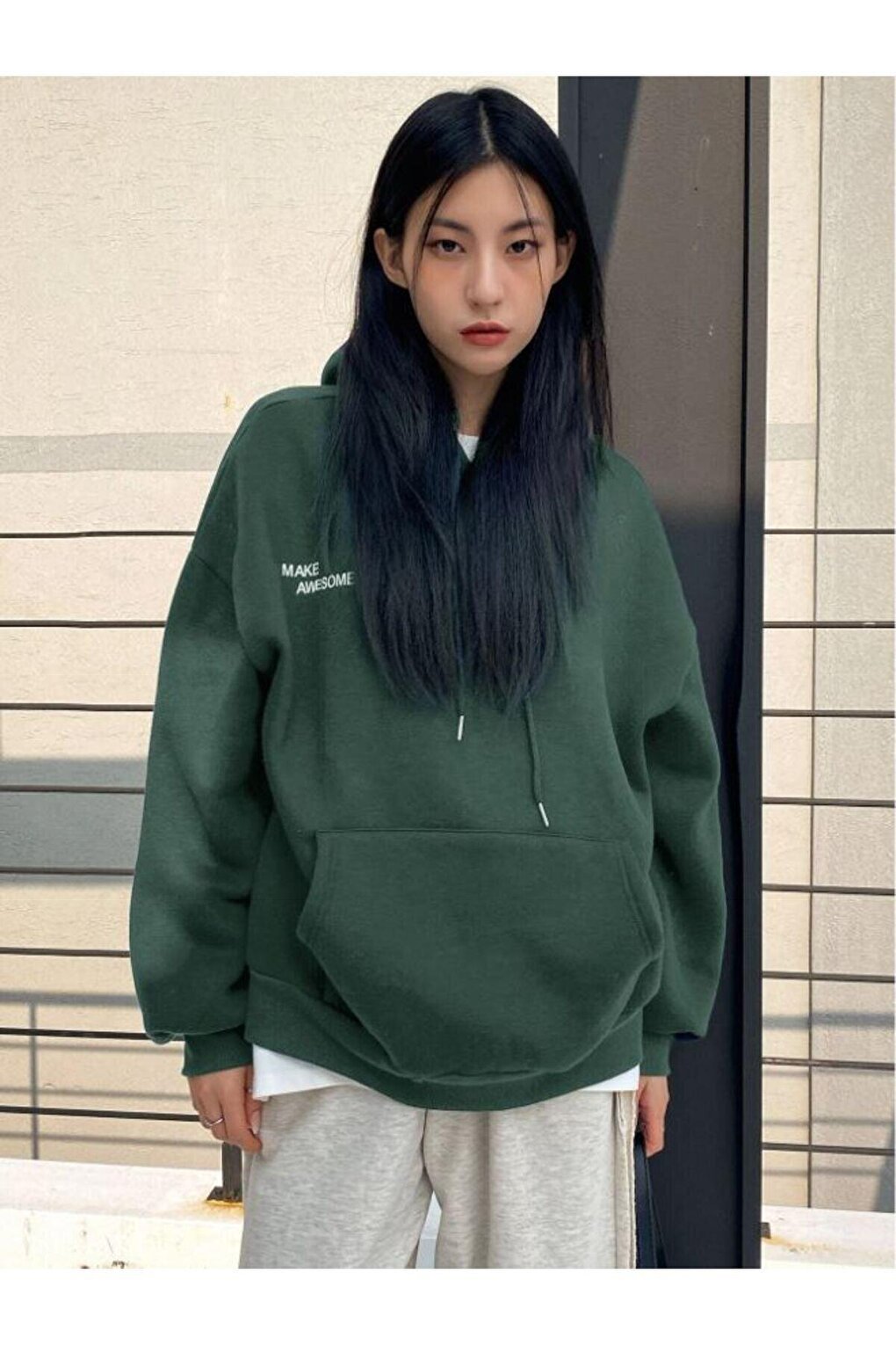 Women's GREEN Confidence Printed Hooded Sweatshirt