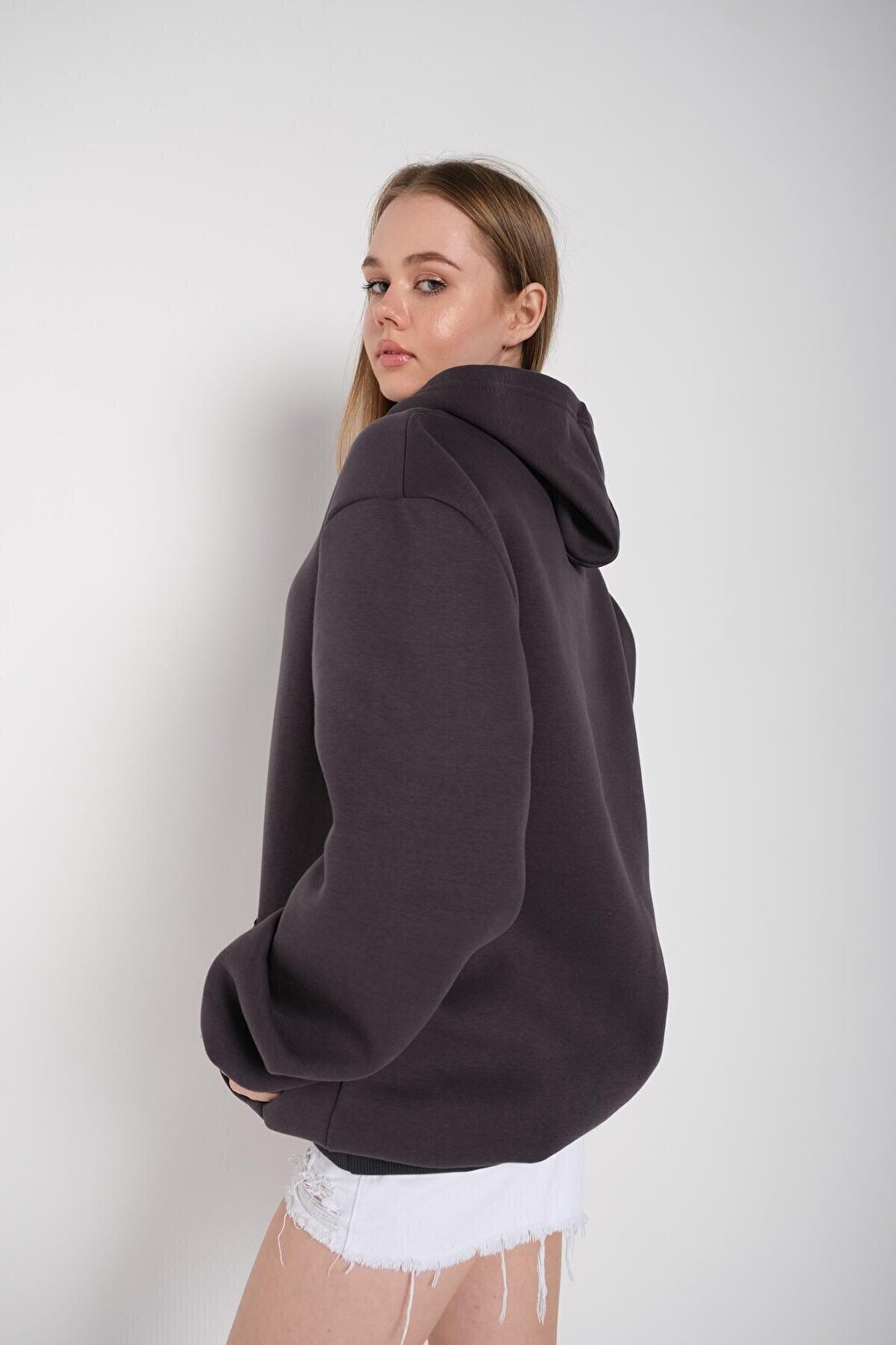 Women's GRAY Oversize Hooded Sweatshirt 000