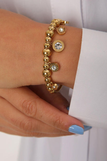 Magnetic Steel Bracelet with Gold Charm