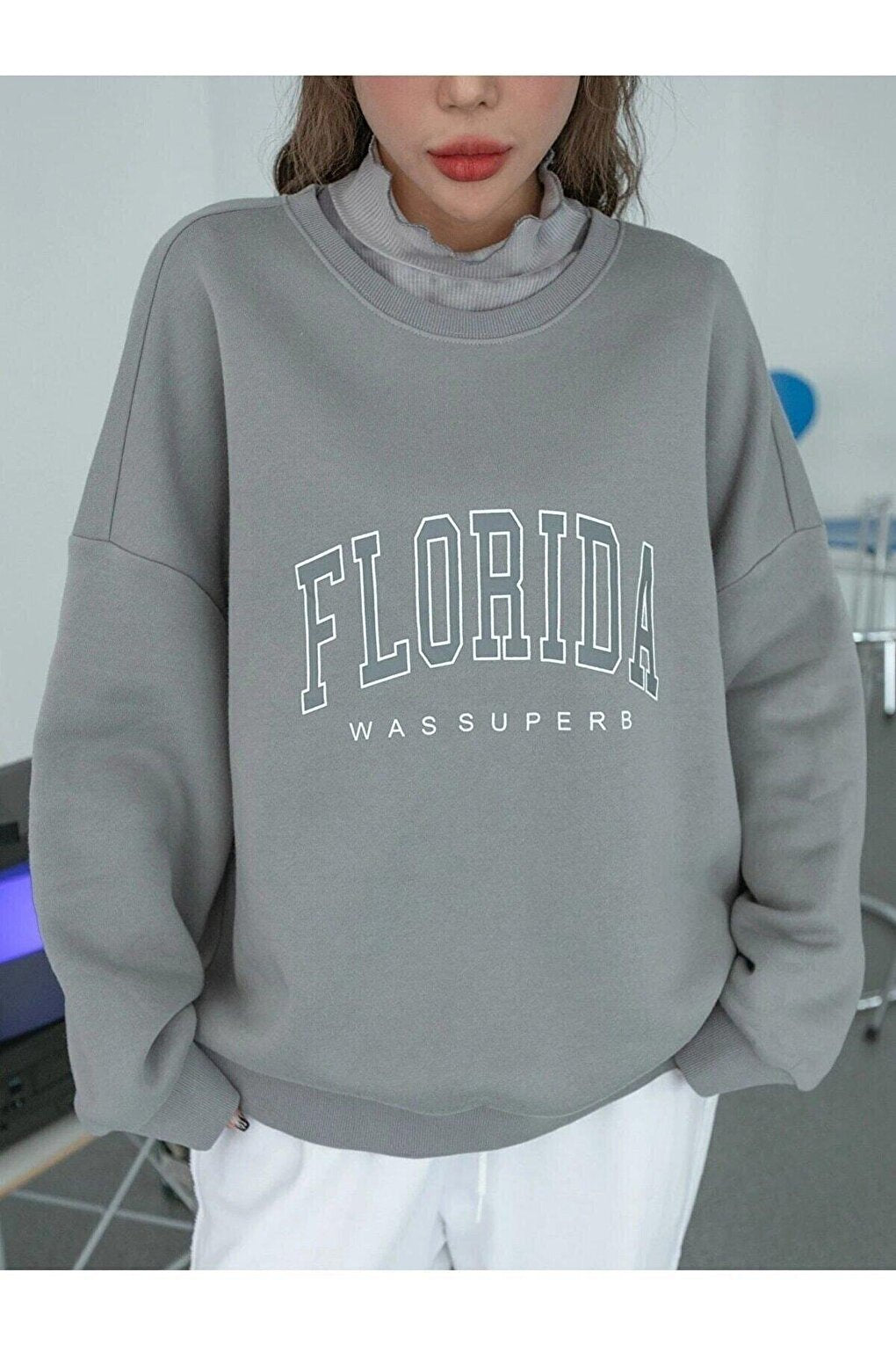 Women's GRAY Florida Printed Oversize Sweatshirt