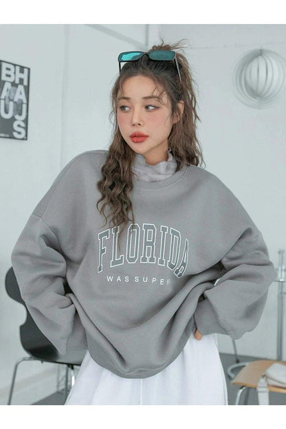 Women's GRAY Florida Printed Oversize Sweatshirt