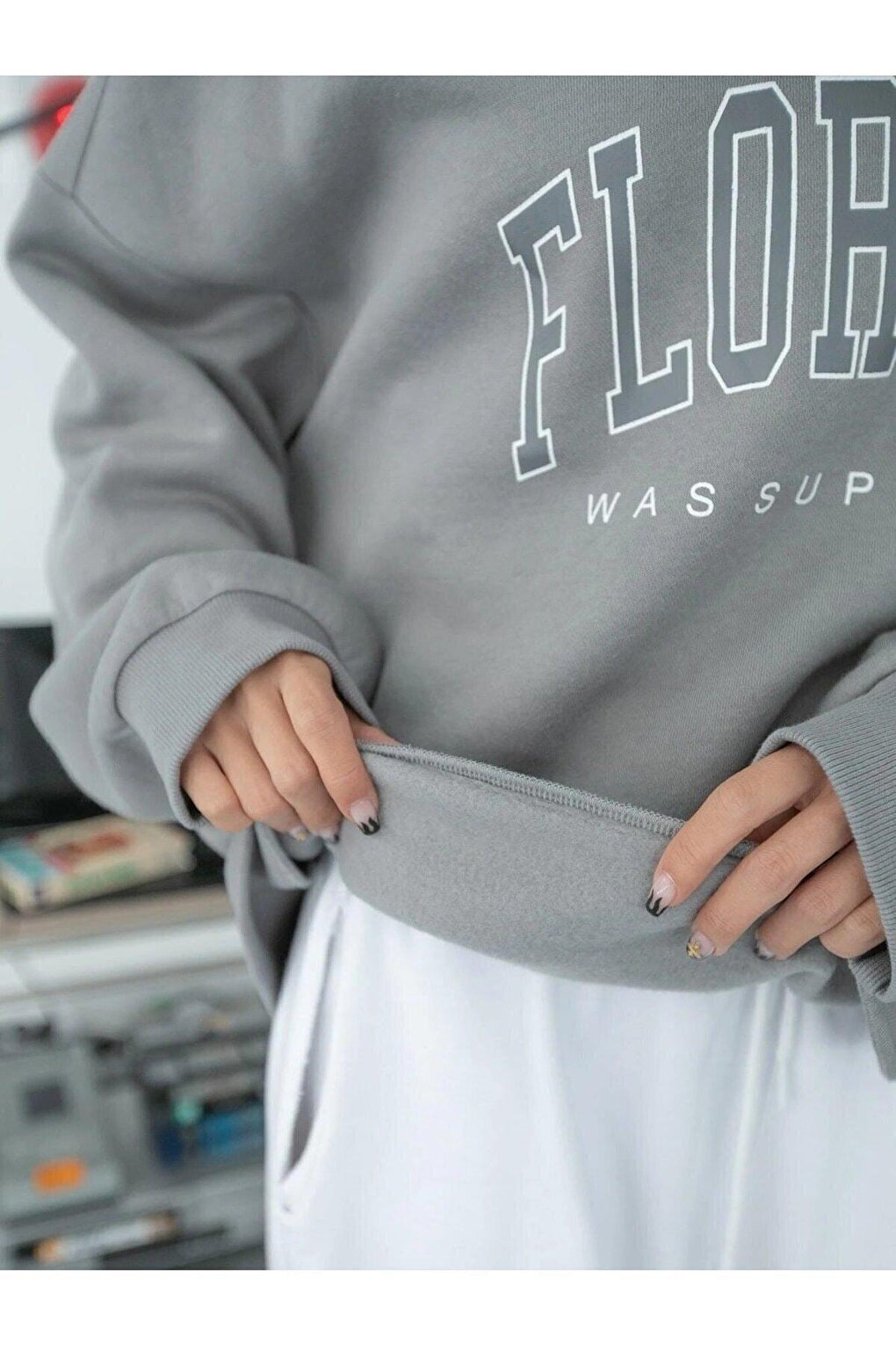 Women's GRAY Florida Printed Oversize Sweatshirt