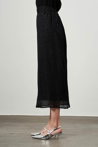 Glitter Pleated Black Skirt