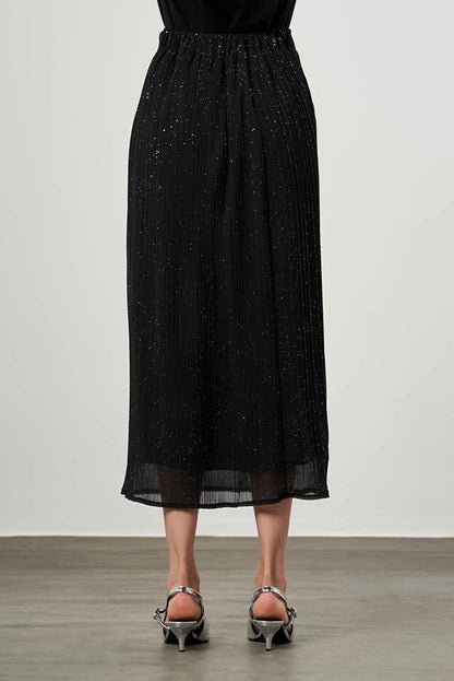 Glitter Pleated Black Skirt