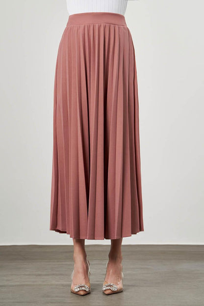 Crepe Knitted Pleated Dusty Rose Skirt