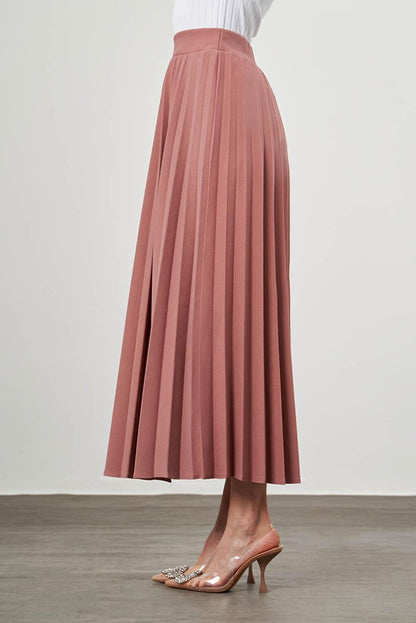 Crepe Knitted Pleated Dusty Rose Skirt