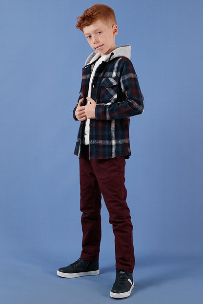 Hooded Double Pocket Plaid Winter Lumberjack Shirt CF24W81780