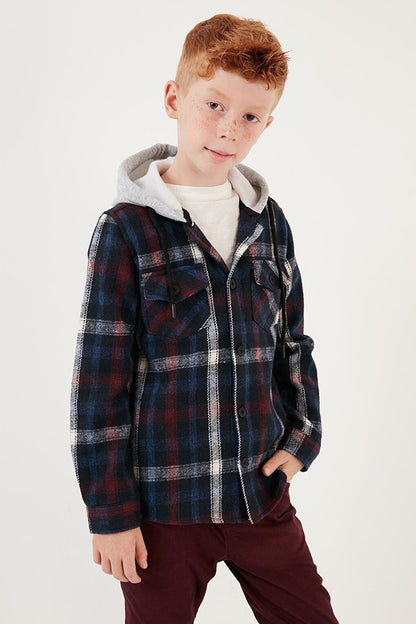 Hooded Double Pocket Plaid Winter Lumberjack Shirt CF24W81780