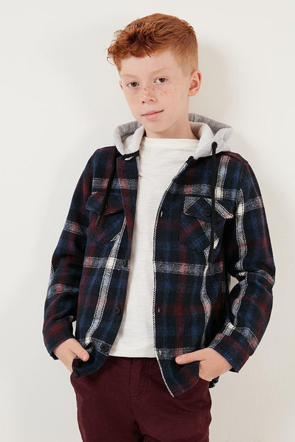 Hooded Double Pocket Plaid Winter Lumberjack Shirt CF24W81780