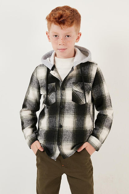 Hooded Double Pocket Plaid Winter Lumberjack Shirt CF24W81780