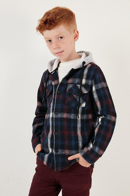 Hooded Double Pocket Plaid Winter Lumberjack Shirt CF24W81780