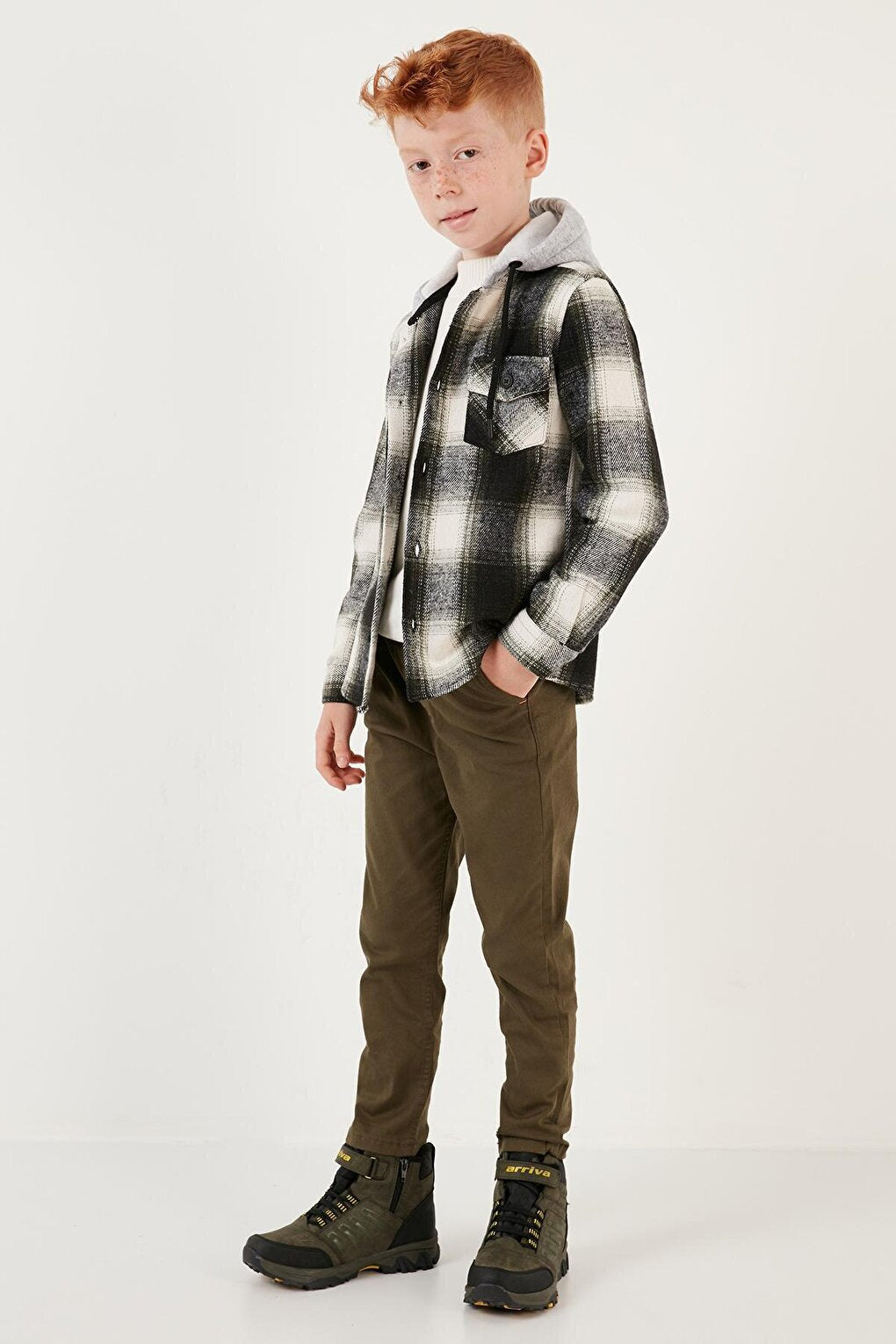 Hooded Double Pocket Plaid Winter Lumberjack Shirt CF24W81780