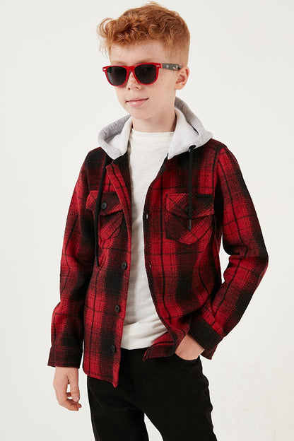 Hooded Double Pocket Plaid Winter Lumberjack Shirt CF24W81780