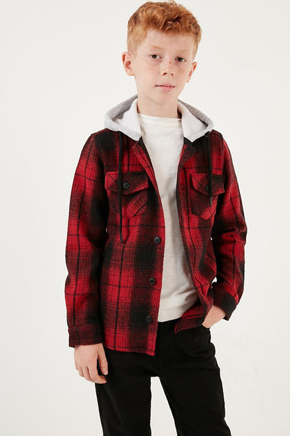 Hooded Double Pocket Plaid Winter Lumberjack Shirt CF24W81780