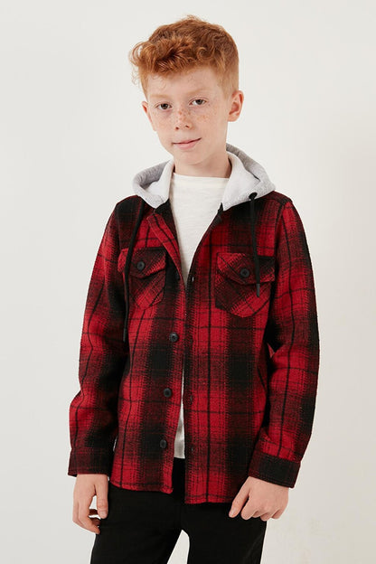 Hooded Double Pocket Plaid Winter Lumberjack Shirt CF24W81780