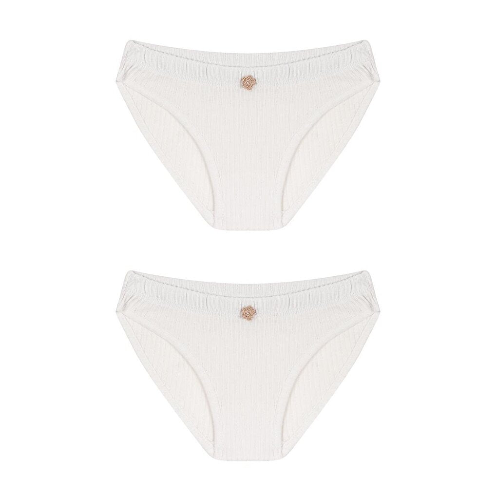 White Jacquard Ribbed Panties Two Pack