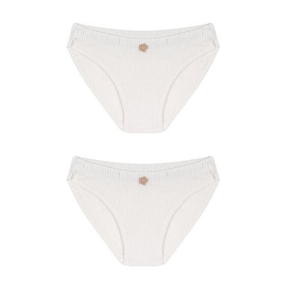 White Jacquard Ribbed Panties Two Pack