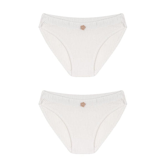 White Jacquard Ribbed Panties Two Pack