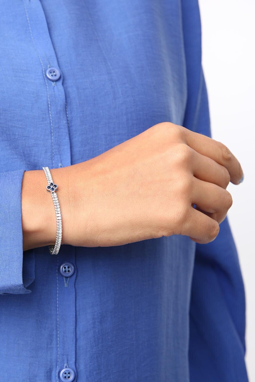 SILVER Stone Clover Waterway Bracelet