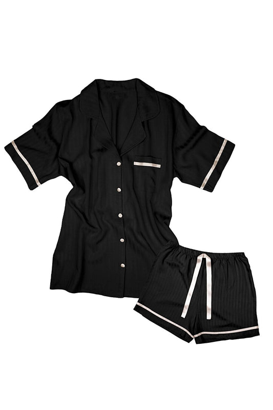 100% Woven Viscose Short Sleeve Buttoned Shorts Set