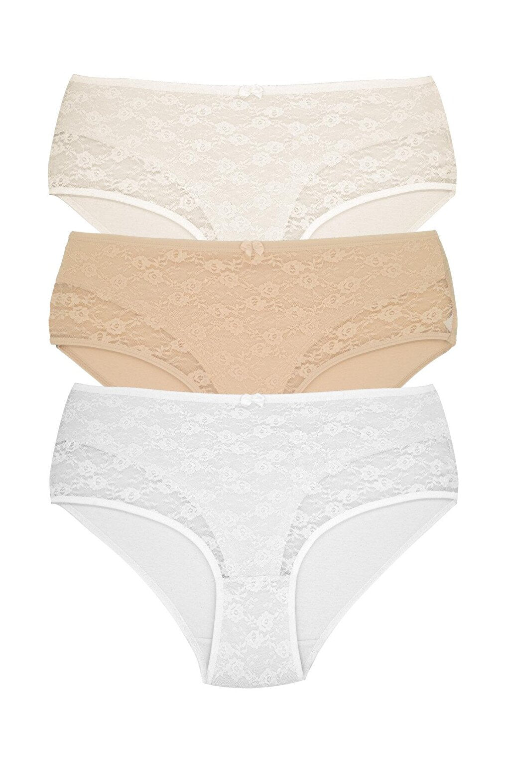 Cotton Front Lined Lez Lace High Waist Women's Panties 3-Piece