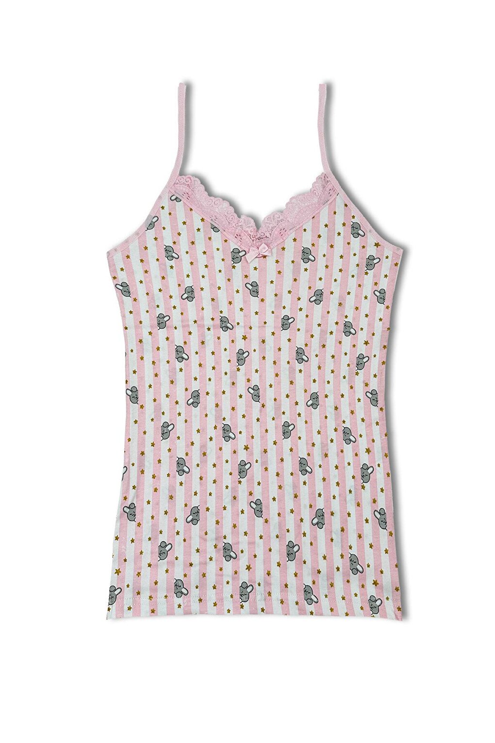 Cotton Patterned Thin Strap V-Neck Tank Top and Shorts Women's Pajama Set