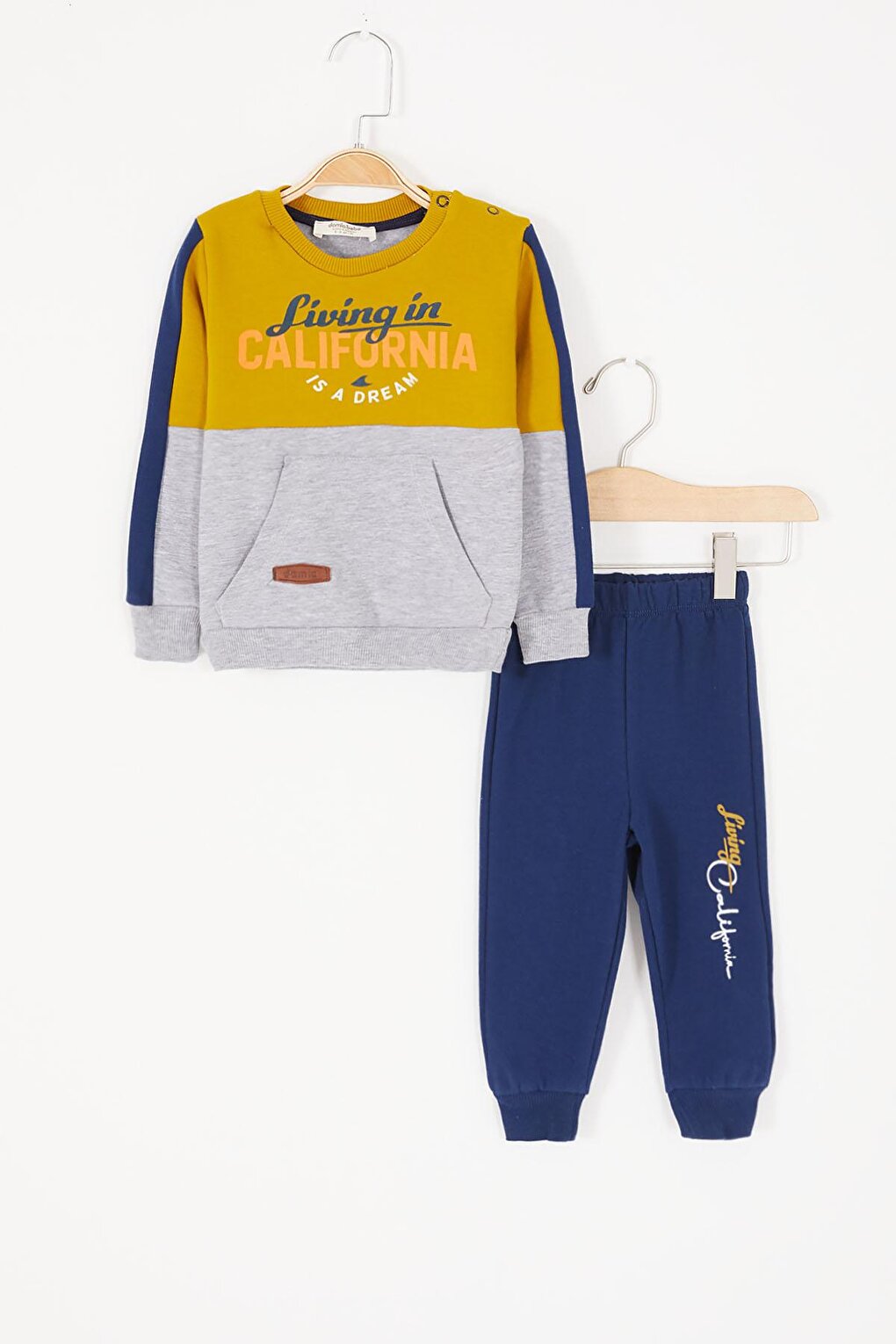 Mustard California Printed Baby Boy Tracksuit Set 16831