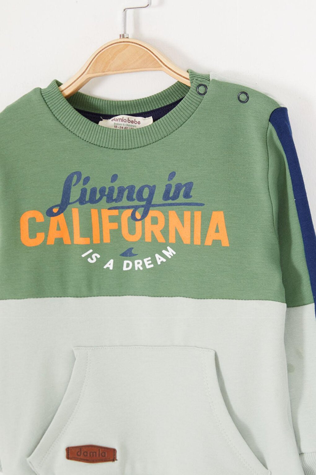 Dark Green California Printed Baby Boy Tracksuit Set 16833