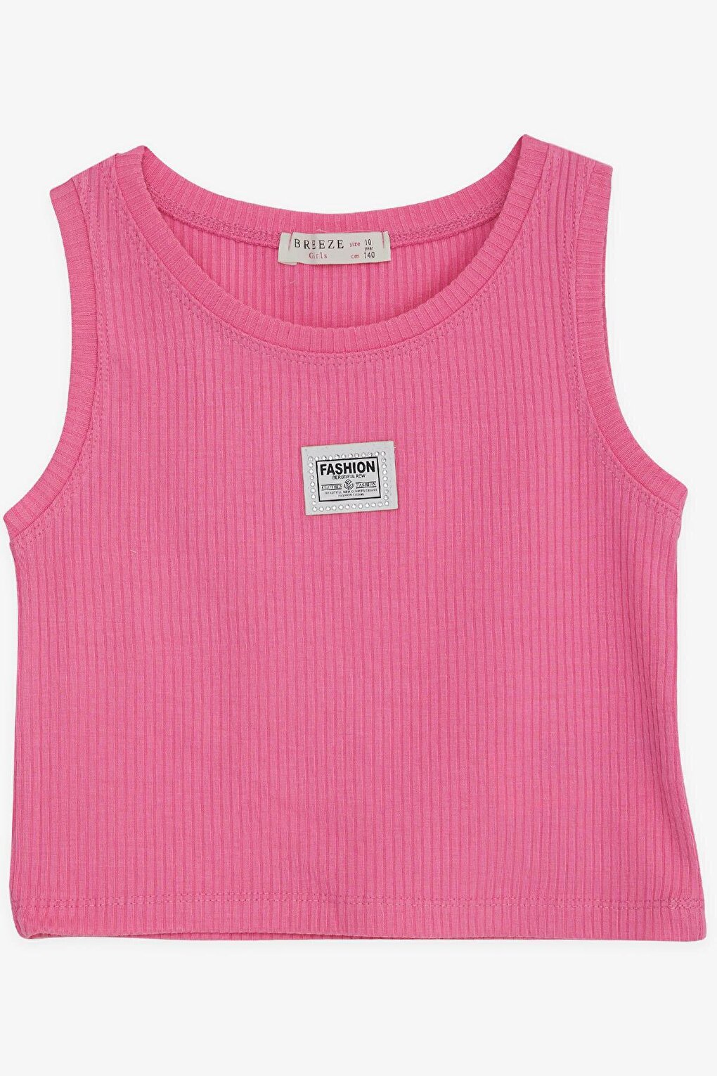 Girl's Strap T-Shirt Embroidered Stone Fuchsia (Age 9-14)