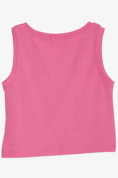 Girl's Strap T-Shirt Embroidered Stone Fuchsia (Age 9-14)