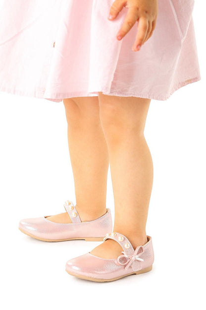 Pearled Daily Velcro Girls Ballerina Shoes 253 Vakko Helmet