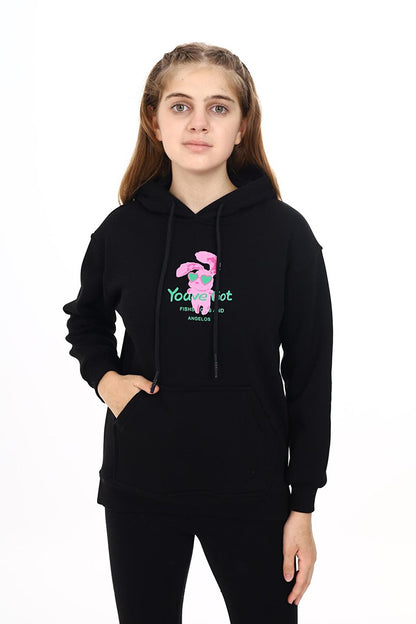 Girl's Kangaroo Pocket Hooded Sweatshirt Hoodie 7-13 Years Lx278