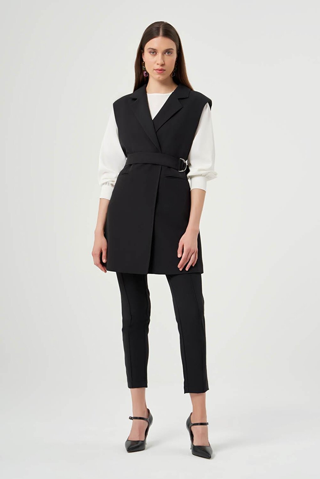 Black Classic Vest with Buckle Belt