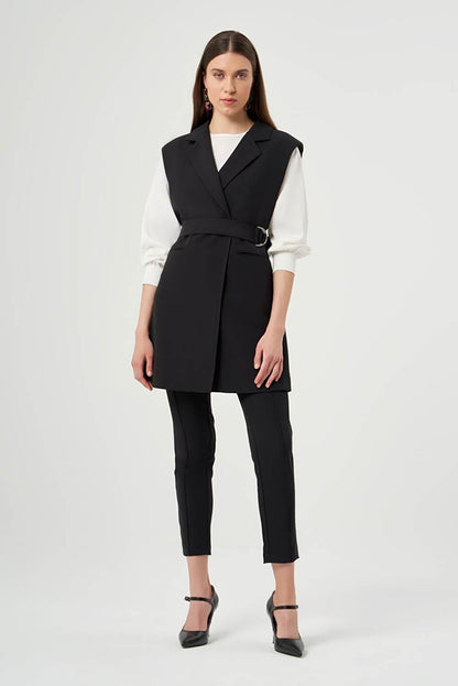 Black Classic Vest with Buckle Belt