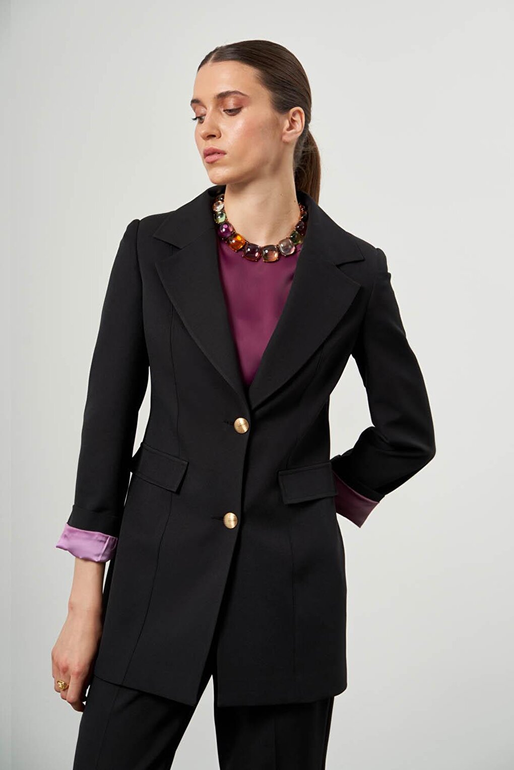 Patterned Lined Black Jacket