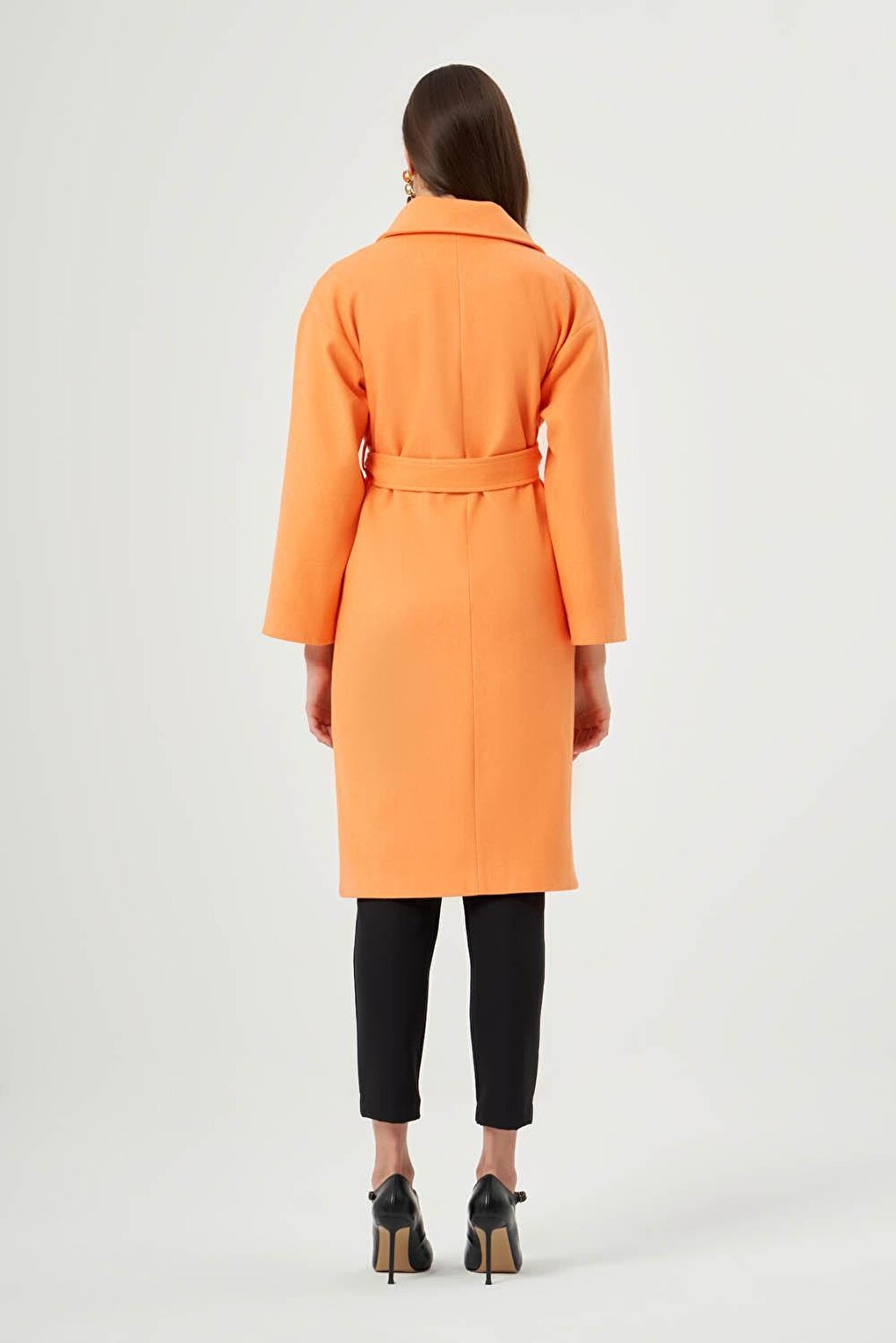 Basic Stitched Textured Orange Coat