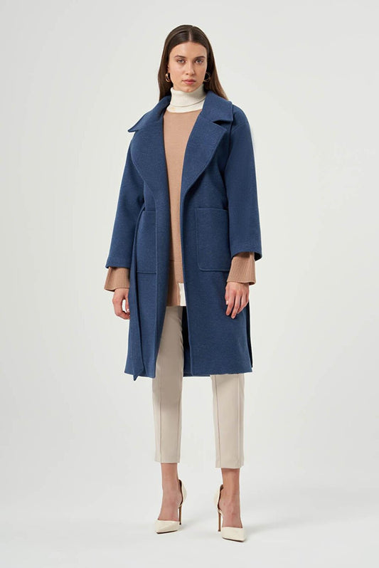 Basic Stamp Textured Indigo Coat